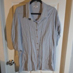 Blue and White Striped Button-Up Shirt